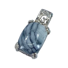 Elegant DJoy Sterling Silver Rectangle Pinolith Jasper Pendant, 2.88g