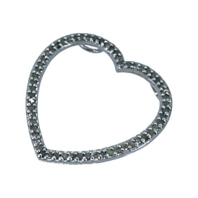 Romantic Diamond Sterling Silver FAS Heart Pendant, 3.23g