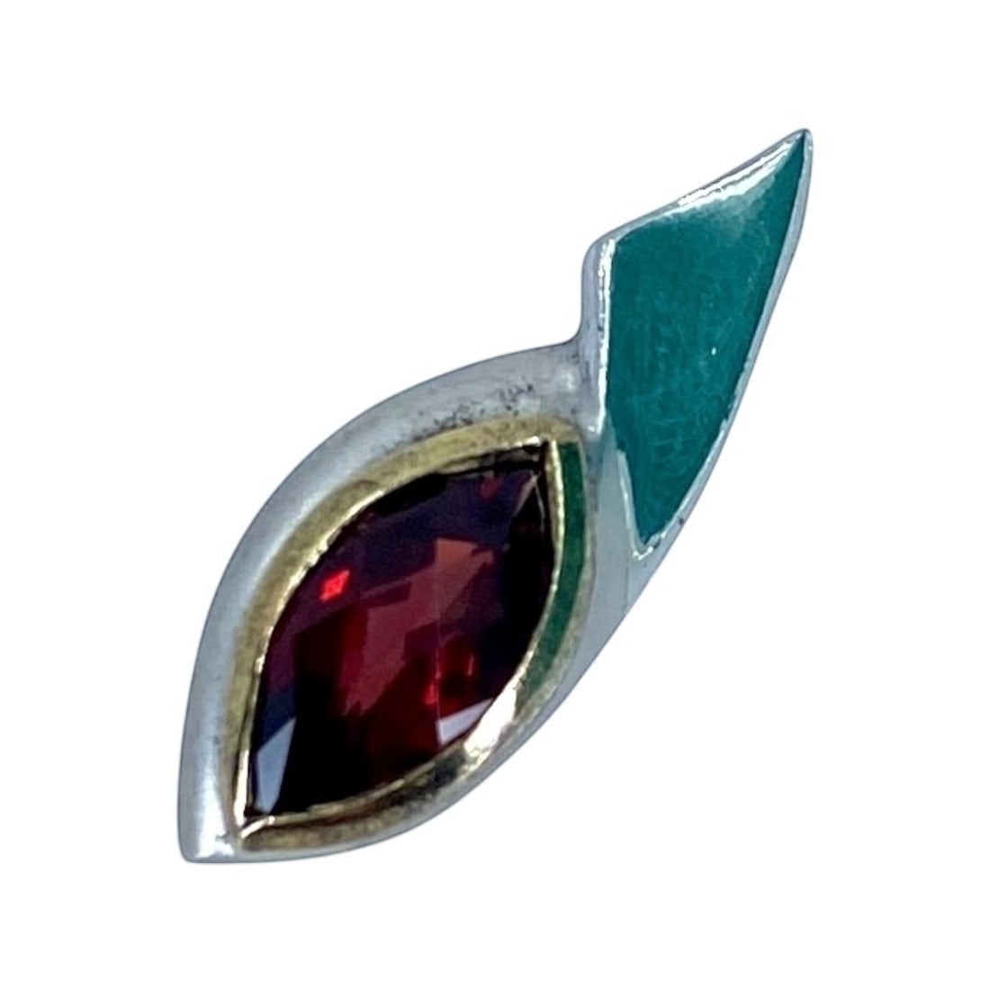 Vintage Marquise Garnet Multitone Sterling Silver Pendant, 5g: Vintage Marquise Garnet Multi-Tone Sterling Silver Pendant, 5g, Engraved "925"