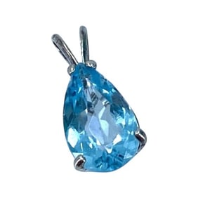 Exquisite Pear Sky Blue Topaz Sterling Silver Pendant, 2.8g