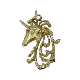 Unique Gold Over Sterling Silver Unicorn Pendant, 2.73g