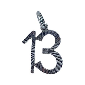Cute Textured "13" Sterling Silver Pendant, 1.1g
