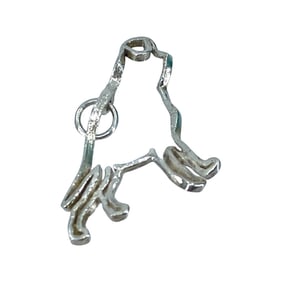 Cute Sterling Silver Dog Charm, 1.51g