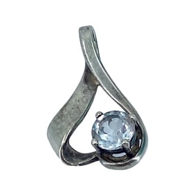 Genuine Topaz Sterling Silver Signed Heart Pendant, 4.01g