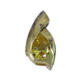 Badavici Gold Over Sterling Silver Pear cut Canary CZ Slide Pendant, 9.99g