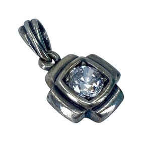 Vintage Sterling Silver Solitair Rhinestone Pendant, 3.0g