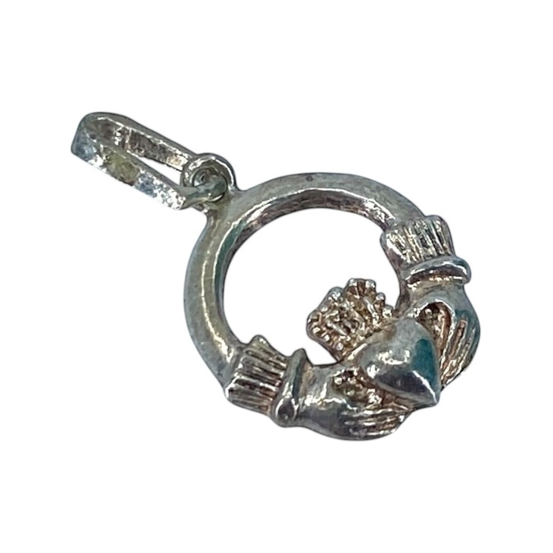 Irish Sterling Silver Claddagh Charm, 1.11g: Irish Sterling Silver Claddagh Charm, 1.11g