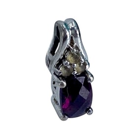 Stunning Petite Deep Red Garnet Topaz Sterling Silver Pendant, 1.37g