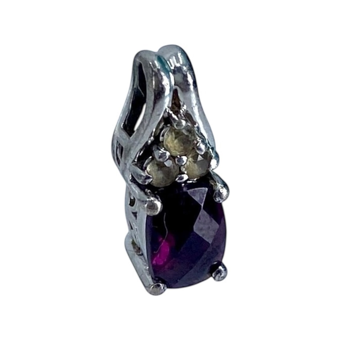 Stunning Petite Deep Red Garnet Topaz Sterling Silver Pendant, 1.37g (1 of 5)