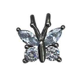Dainty Sterling Silver Butterfly Rhinestone Pendant, 1.35g