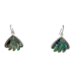 Coastal Sterling Silver Abalone Scallop Shell Signed Earrings, 3.65g