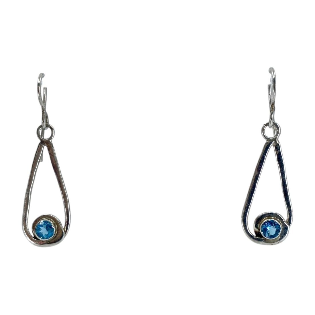 Handmade Sterling Silver Teardrop Earrings with Sky Blue Topaz, 2.41g: Handmade Sterling Silver Teardrop Earrings with Sky Blue Topaz, 2.41g