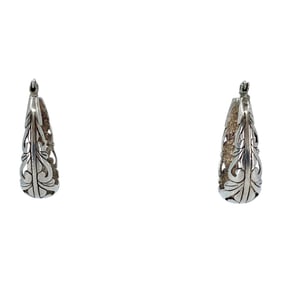 Vintage Scrolling Sterling Silver Hoop Earrings, 7.41g