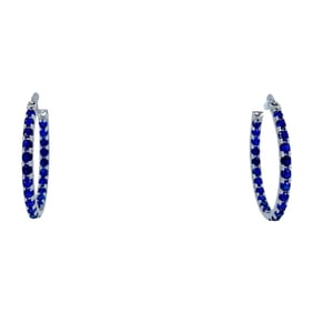Beautiful Blue Quartz Sterling Silver Hoop Earrings, 3.44g