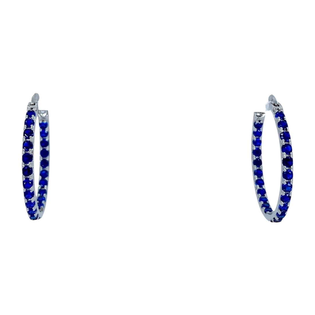 Beautiful Blue Quartz Sterling Silver Hoop Earrings, 3.44g: Beautiful Blue Quartz Sterling Silver Hoop Earrings, 3.44g, Engraved "925"
