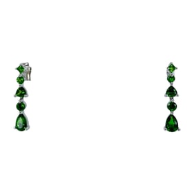 Elegant Sterling Silver Signed Teardrop Green Quartz Earrings, 1.96g