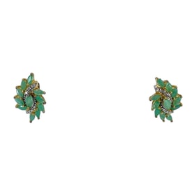 Stunning Ross Simons Gold Over Sterling Silver Cluster Marquise Chrysoprase Earrings w/ Small