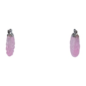 Twisted Pink Jade Sterling Silver Hoop Earrings, 4.11g