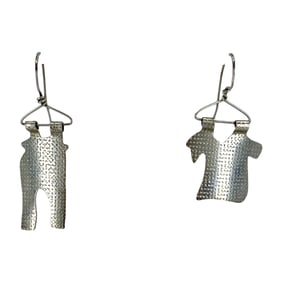 Interesting Top and Bottom Set Textured Sterling Silver Earrings, 4.28g