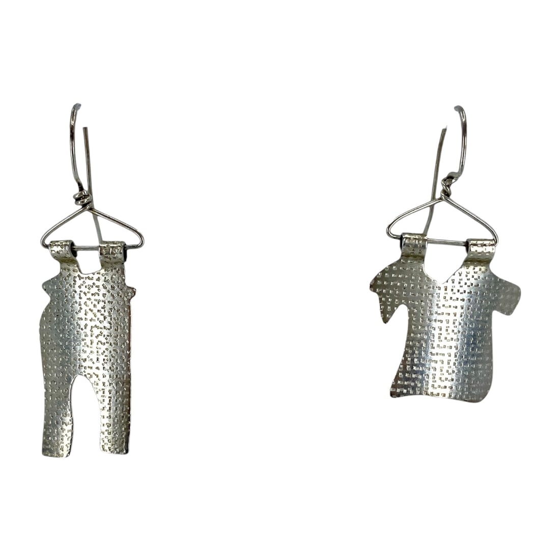 Interesting Top and Bottom Set Textured Sterling Silver Earrings, 4.28g: Interesting Top + Bottom Set Textured Sterling Silver Earrings, 4.28g