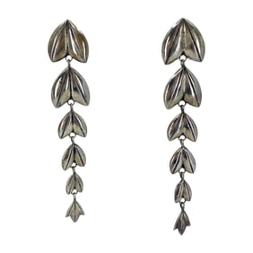 Vintage Sterling Silver Fishtail Earrings, 8.18g