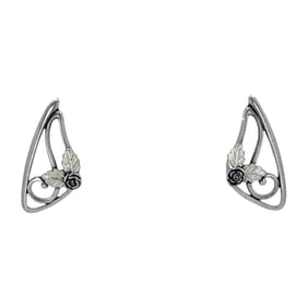 Sterling Silver Rose Earrings, 6.44g
