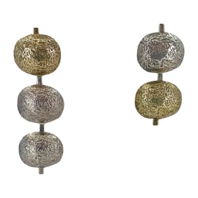 Multi-tone and length Textured Sterling Silver Signed Earrings, 24.47g