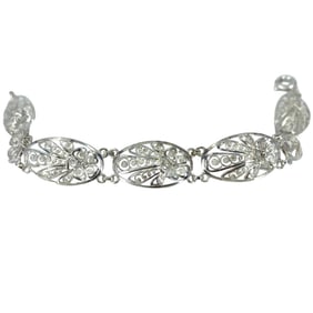 Ornate Floral Filigree Sterling Silver Bracelet, 7.5in, 10.25g