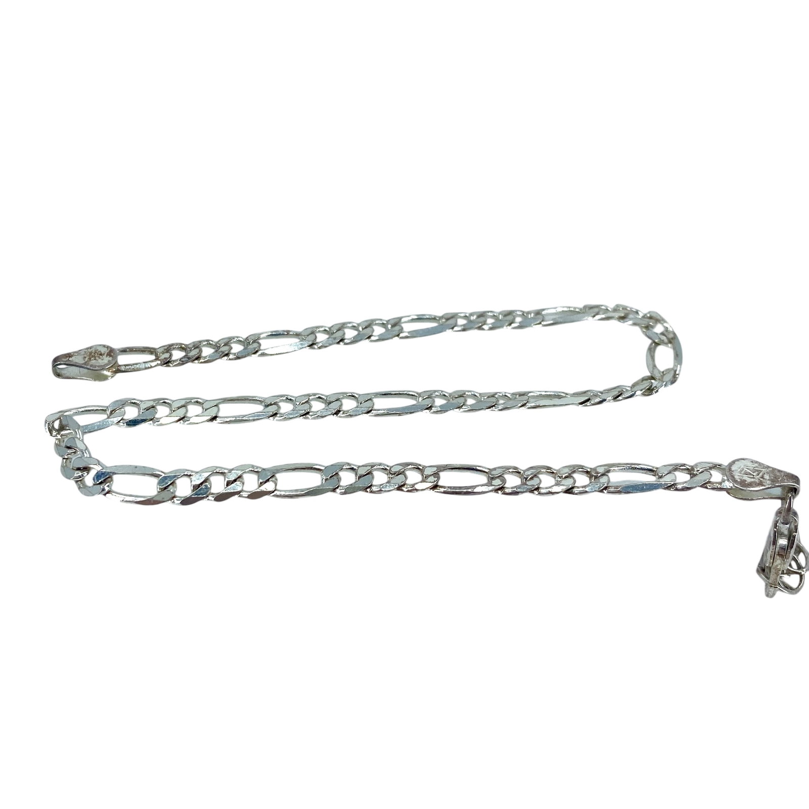 Figaro Chain Sterling Silver Signed Bracelet, 9in, 5.24g: Figaro Chain Sterling Silver Signed Bracelet, 9in, 5.24g, Engraved "Z Italy 925"