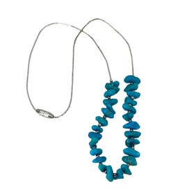 Youthful Turquoise Beaded Necklace Sterling Silver, 17in, 6.87g