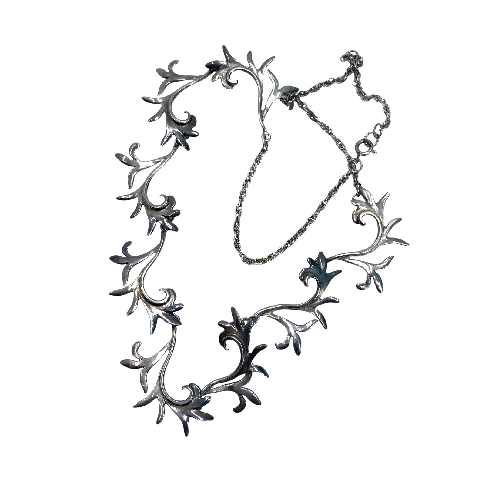 Vintage Peter Stone Sterling Silver Branch Necklace, 19in, 23.51g: Vintage Peter Stone Sterling Silver Branch Necklace, 19in, 23.51g, Engraved "PSCL 925"