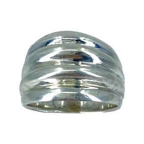 Modern Horizontal Rib Sterling Silver Ring, sz 5.75, 5.29g