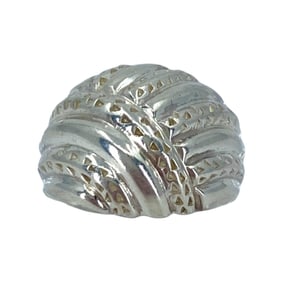 Modernist Hammered Ribbed Sterling Silver Signed Ring, sz 5, 5.86g
