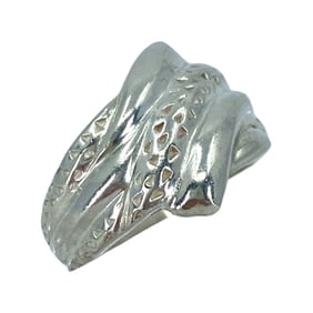 Hammered Crossover Ribbed Sterling Silver Signed Ring, sz 5, 4.46g