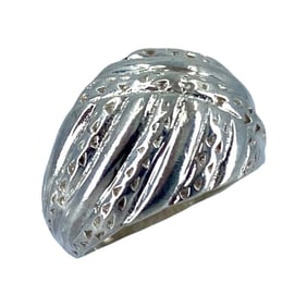 Modernist Hammered Ribbed Sterling Silver Signed Ring, sz 5.75, 4.86g