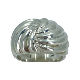 Modernist Ribbed Sterling Silver Ring, sz 4.5, 6.16g
