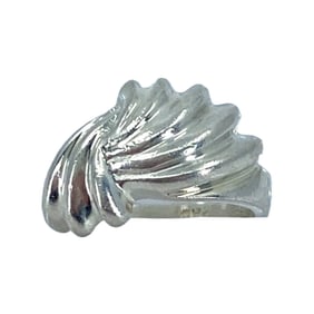 Fanned Sterling Silver Signed Ring, sz 5, 5.6g