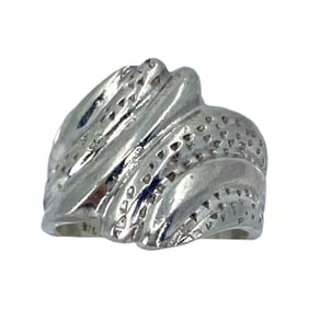 Hammered Fanned Sterling Silver Signed Ring, sz 4.75, 4.99g