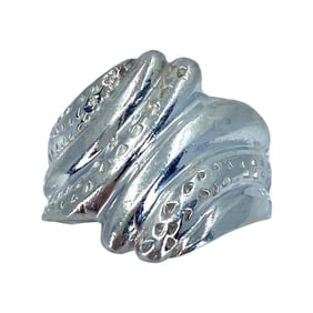 Hammered Fanned Sterling Silver Signed Ring, sz 4.75, 5.72g