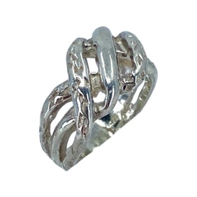 Textured Twist Sterling Silver Signed Ring, sz 4.75, 4.89g