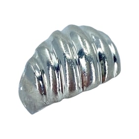 Puffy Ribbed Sterling Silver Signed Ring, sz 5, 6.77g