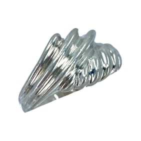 Ribbed Wave Style Sterling Silver Signed Ring, Sz 3.75, 3.01g