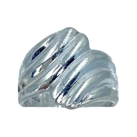 Simple Fanned Sterling Silver Signed Ring, sz 4.75, 4.53g