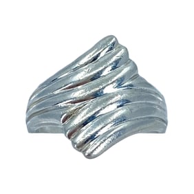 Simple Fanned Sterling Silver Signed Ring, sz 4.75, 4.6g
