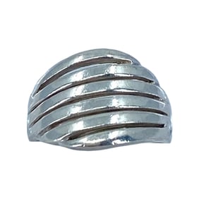 Cut Out Striped Sterling Silver Signed Ring, sz 3.75, 3.35g