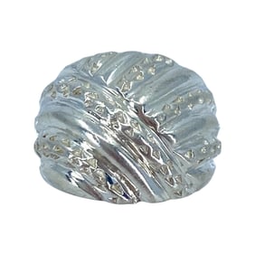 Modernist Hammered Ribbed Sterling Silver Signed Ring, sz 4.5, 4.61g