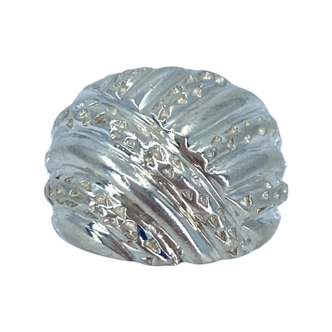 Modernist Hammered Ribbed Sterling Silver Signed Ring, sz 4.5, 4.61g: Modernist Hammered Ribbed Sterling Silver Signed Ring, sz 4.5, 4.61g, Engraved "PAD 925"