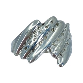 Unique Artistic Hammered Sterling Silver Signed Ring, sz 6, 2.9g