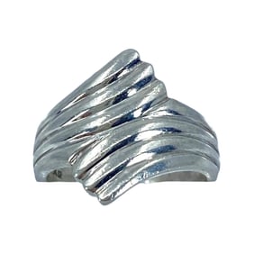 Simple Fanned Sterling Silver Signed Ring, sz 5.75, 5.06g