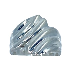 Simple Fanned Sterling Silver Signed Ring, sz 4.75, 4.06g